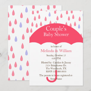 Invitation Baby shower Parapluie rose