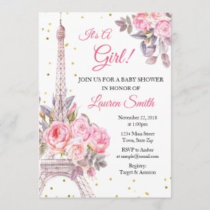 Invitation Baby shower Paris Tour Eiffel