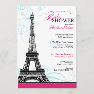 Invitation Baby shower parisien de la Tour Eiffel