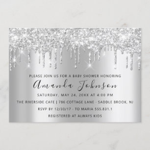 Invitation Baby shower  Parties scintillant Gris Gris Étincel