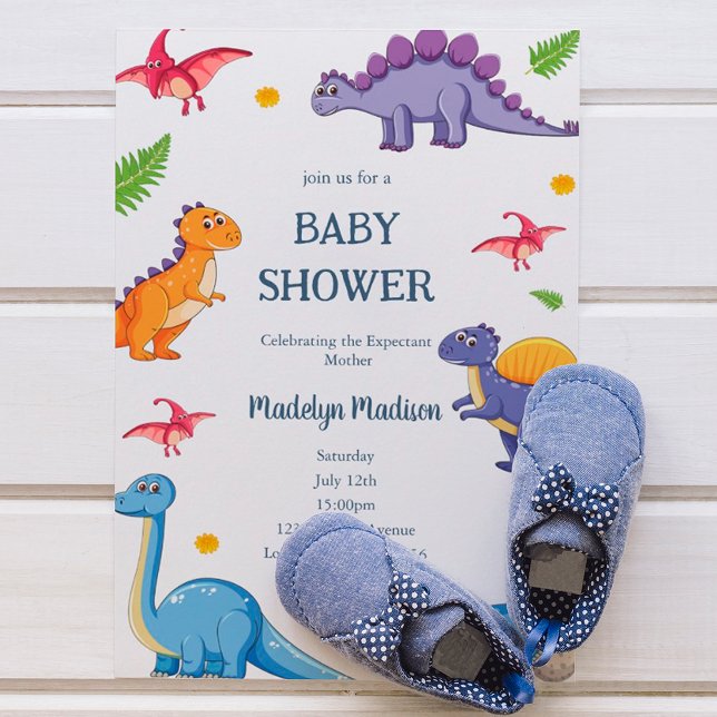Invitation Baby shower Party, Blue Dinosaur (Créateur téléchargé)