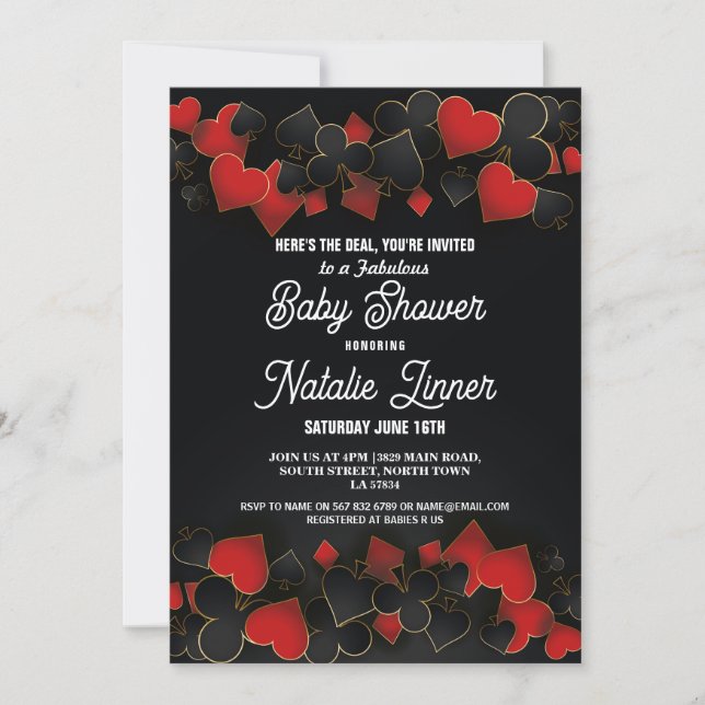Invitation Baby shower Party Las Vegas Casino Royale Invitati (Devant)