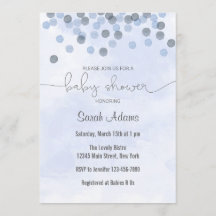 Invitation Baby shower Pastel Blue Confetti