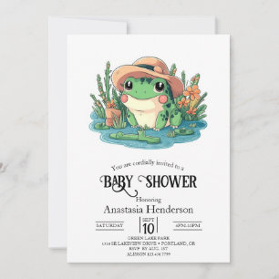 Invitation Baby shower Pastel Elegant Frog