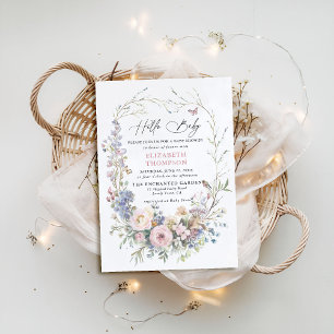 Invitation Baby shower Pastel Enchanted Garden Bird Butterfly