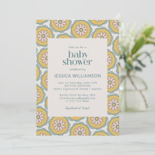 Invitation Baby Shower Pastel Floral Mandala Bohème Rétro