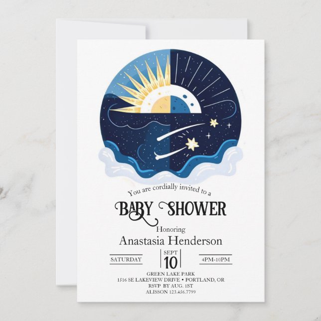 Invitation Baby shower Pastel Magic Stars (Devant)