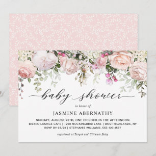 Invitation Baby shower Pastel Rose Roses