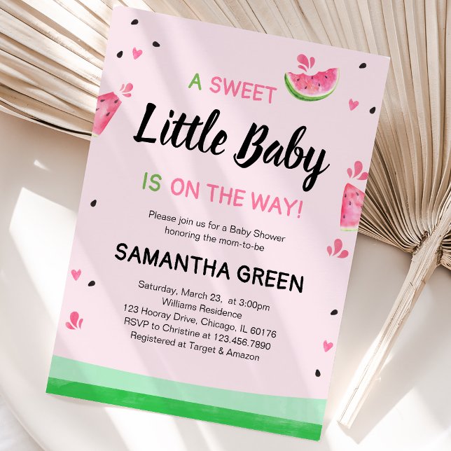 Invitation Baby-Shower Pastèque Rose (Créateur téléchargé)