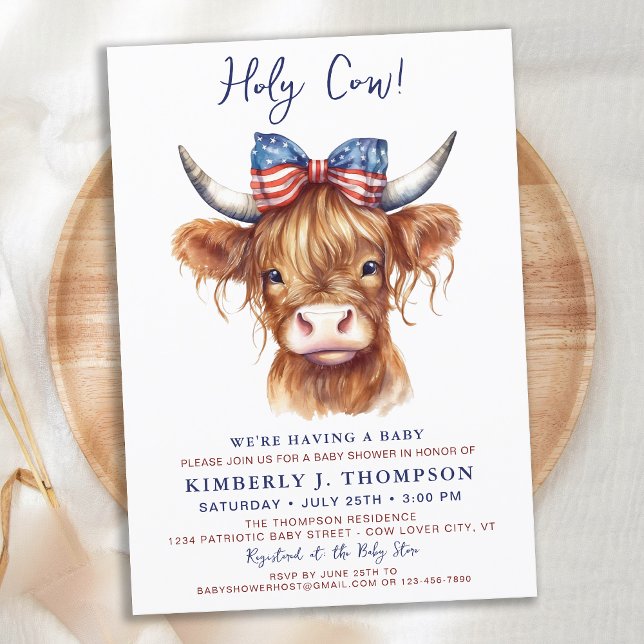 Invitation Baby shower patriotique de Saint-Vache Highland (Créateur téléchargé)