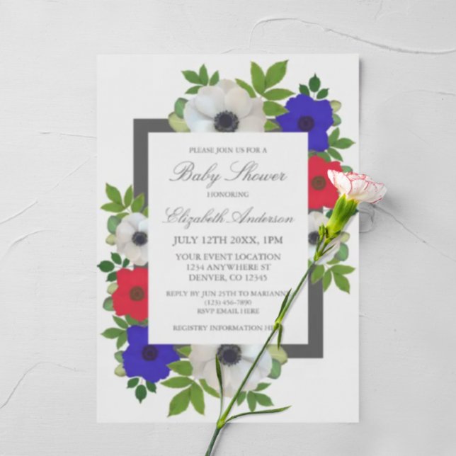 Invitation Baby shower Patriotique Panda Anemone (Créateur téléchargé)