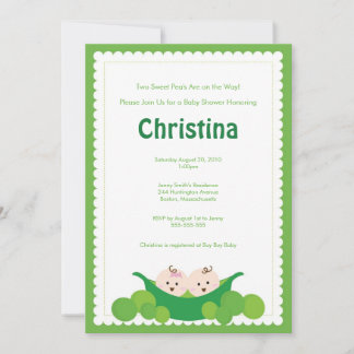 Invitation Baby shower Pea Pod Boy & Girl Twins