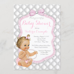 Invitation Baby shower Pearl Bow