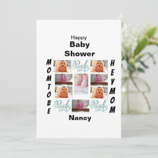 Invitation Baby shower personnalisé 11 Collage photo