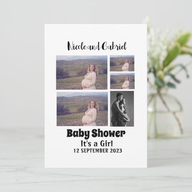 Invitation Baby shower personnalisé 5 Collage photo (Debout devant)
