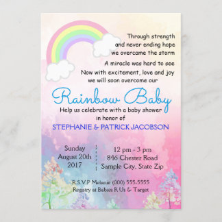 Invitation Baby shower personnalisé arc-en-ciel léger RSVP