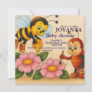 Invitation Baby shower personnalisé sur le thème de l'abeille