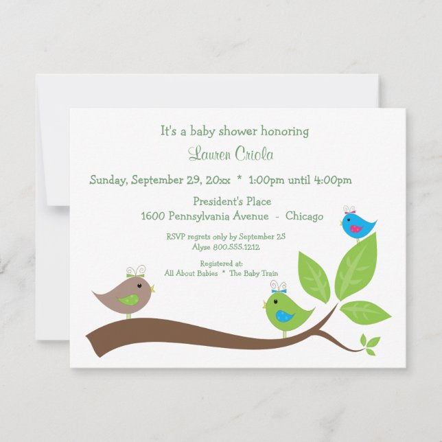 Invitation Baby shower personnalisée Trois petits  (Devant)