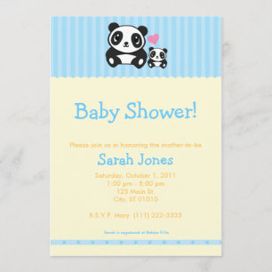 Invitation Baby shower personnel de panda de photo - bleu et
