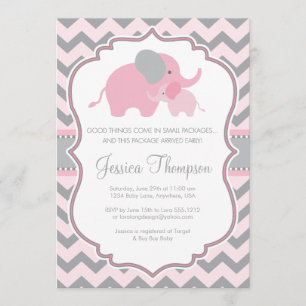 Invitation Baby shower petit arachide éléphant