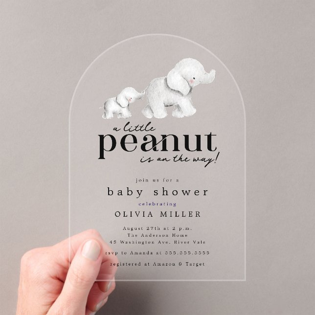 Invitation Baby shower petit arachide éléphant (In situ (ordinateur de poche))
