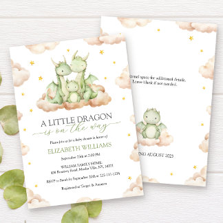 Invitation Baby shower petit dragon neutre pour les femmes
