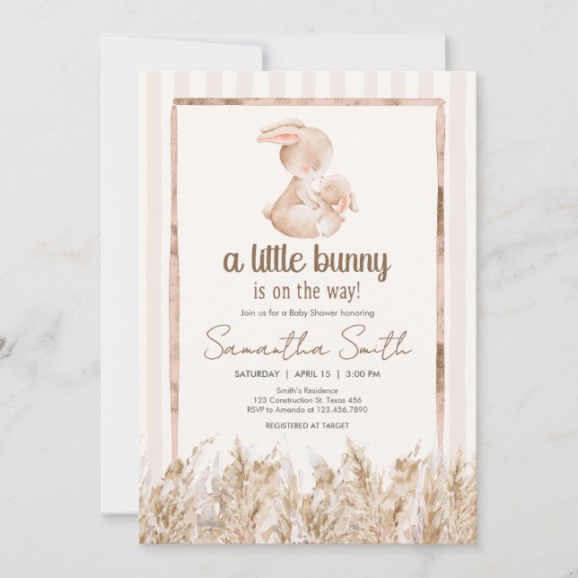 Invitation Baby Shower Petit Lapin (Devant)