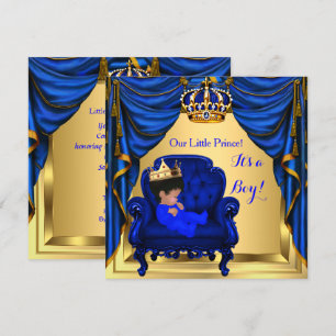 Invitation Baby shower Petit Prince Royal Blue Gold 2