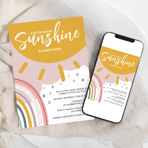 Invitation Baby Shower Petit Rayon de Soleil Bohème Arc-en-Ci