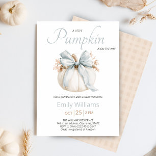 Invitation Baby Shower Petite Citrouille   Ruban Bleu Poussié