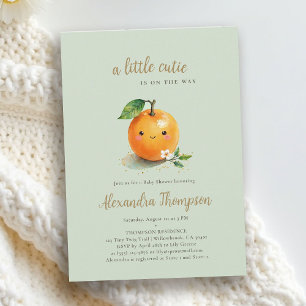 Invitation Baby shower Petite Douce Orange Aquarelle Florale