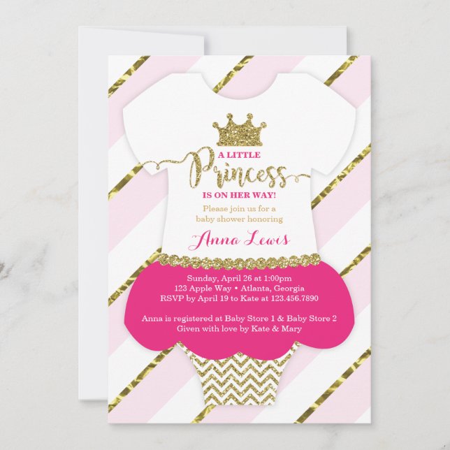 Invitation Baby Shower Petite Princesse, Faux Pail (Devant)
