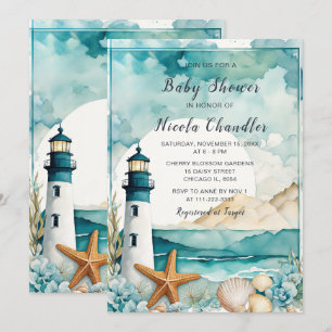 Invitation Baby shower phare nautique