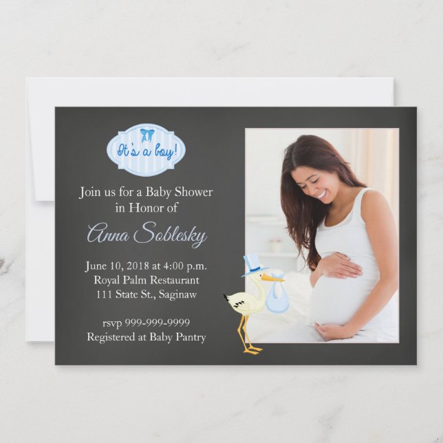 Invitation Baby shower photo amusant (Devant)