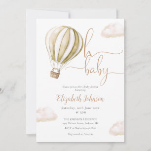 Invitation Baby shower photo du code QR du ballon à air chaud