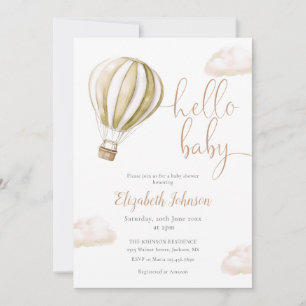 Invitation Baby shower photo du code QR du ballon à air chaud
