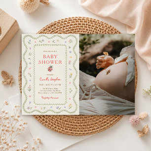 Invitation Baby Shower Photo Fleur Sauvage Love Bug