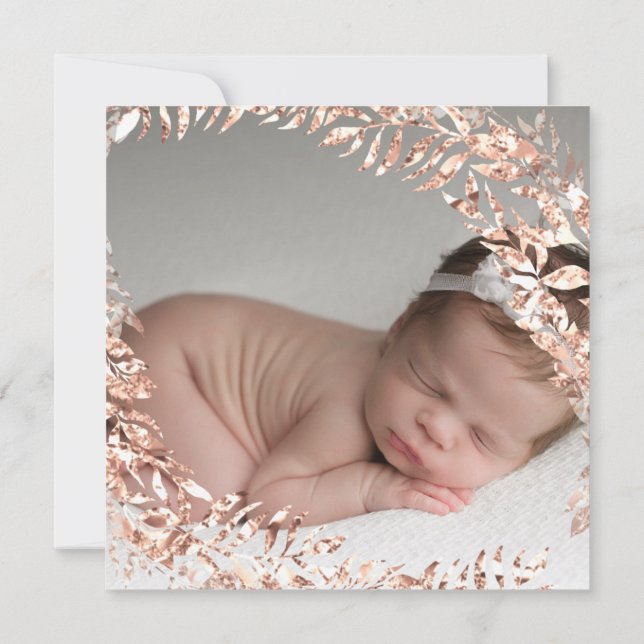 Invitation Baby shower Photo Floral Rose Gold Royal Baby (Dos)
