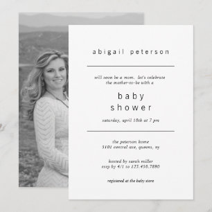 Invitation Baby shower photo minimaliste neutre pour les femm