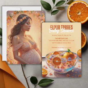 Invitation Baby shower photo Whimsical Orange