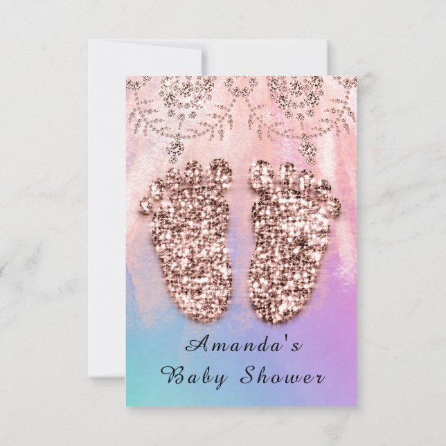 Invitation Baby shower Pieds fille garçon Royal Rose Parties  (Dos)