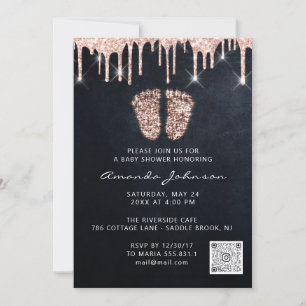 Invitation Baby shower pieds Parties scintillant Rose Gold Dr