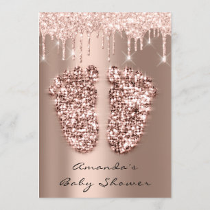 Invitation Baby shower Pieds Parties scintillant Rose Lush Dr