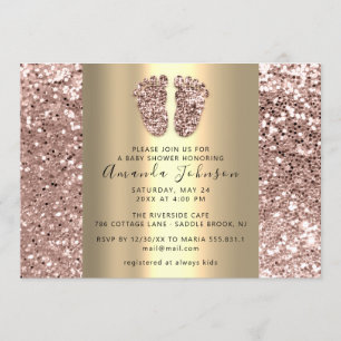 Invitation Baby shower pieds Parties scintillant Rose Parties