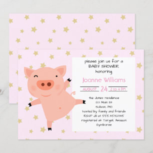 Invitation Baby shower Piggy Mignonne Pour Fille
