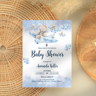 Invitation Baby shower pilote de mignonne d'ours pour bébé