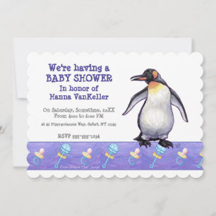 Invitation Baby shower Pingouin mignon