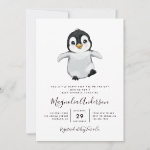 Invitation Baby shower Pingouin mignon