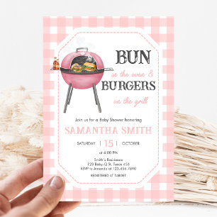Invitation Baby Shower Pink Burger BBQ