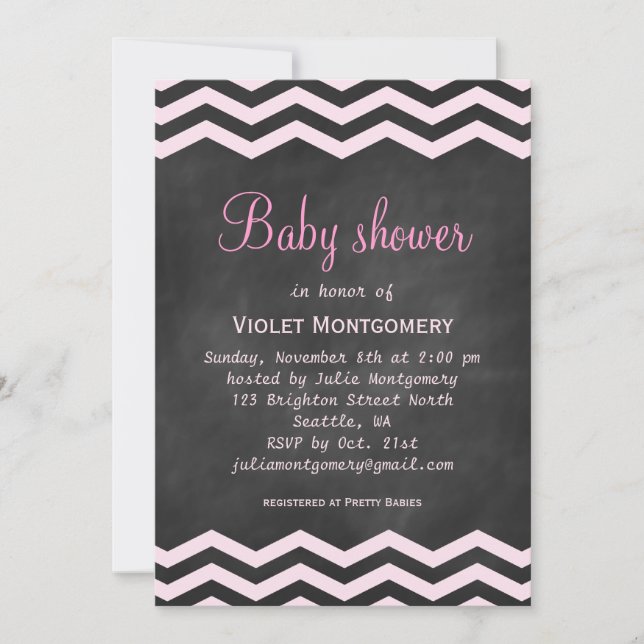 Invitation Baby shower Pink Chalkboard (Devant)